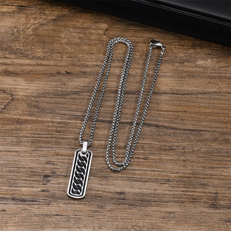 Men's Necklace with Textured Pendant