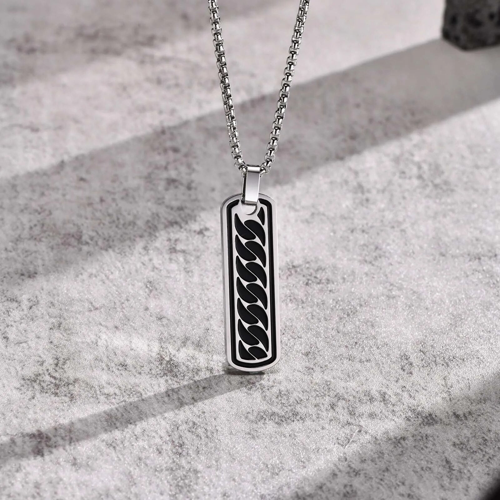 Men's Necklace with Textured Pendant