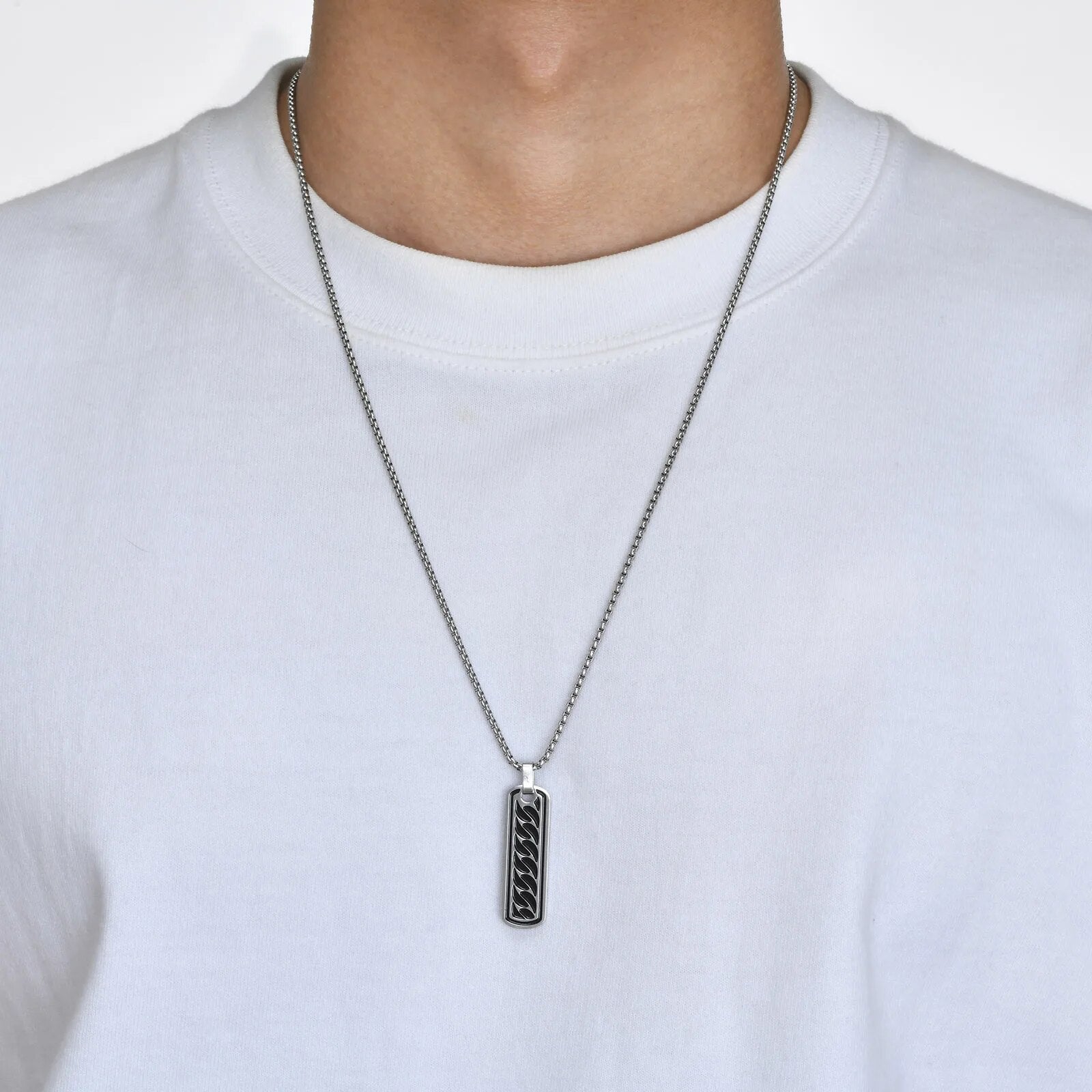 Men's Necklace with Textured Pendant