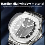 POEDAGAR formal watch with white dial and black leather band