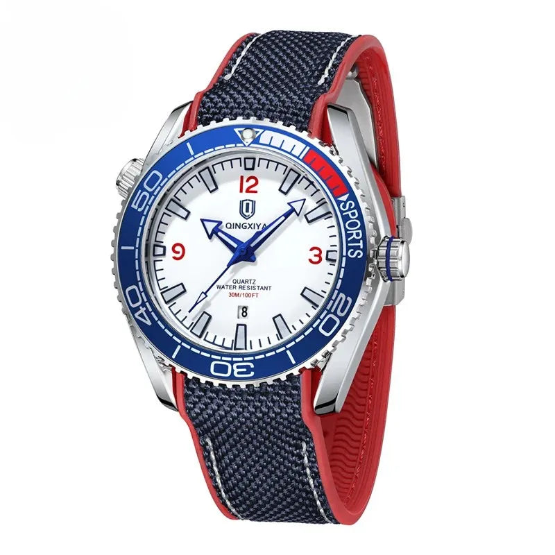 Men’s Waterproof Quartz Watch with Silicone Strap