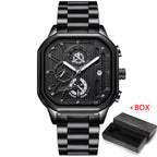 Stealth POEDAGAR full black men’s chronograph watch with all-black dial and case
