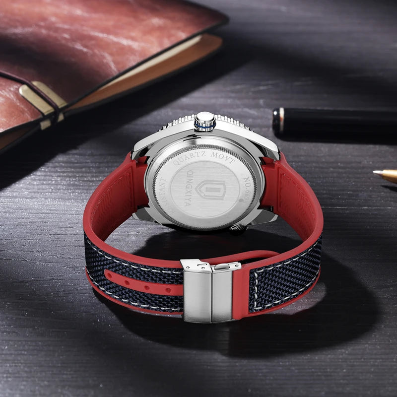 Men’s Waterproof Quartz Watch with Silicone Strap