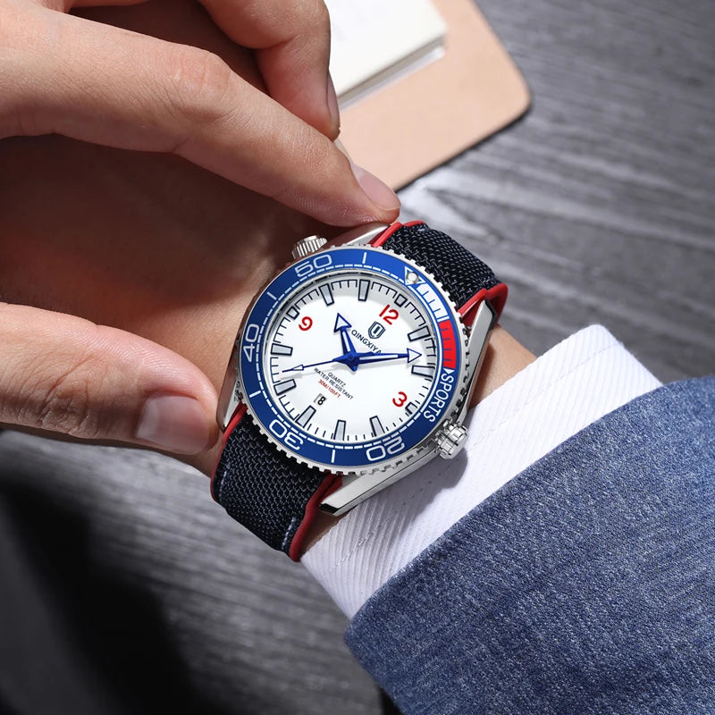 Men’s Waterproof Quartz Watch with Silicone Strap
