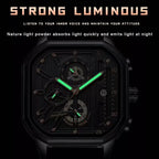 Stealth POEDAGAR full black men’s chronograph watch with all-black dial and case