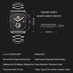Stealth POEDAGAR full black men’s chronograph watch with all-black dial and case