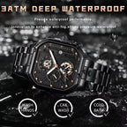 Stealth POEDAGAR full black men’s chronograph watch with all-black dial and case