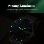 Two-tone quartz watch for men with black dial and stainless steel bracelet