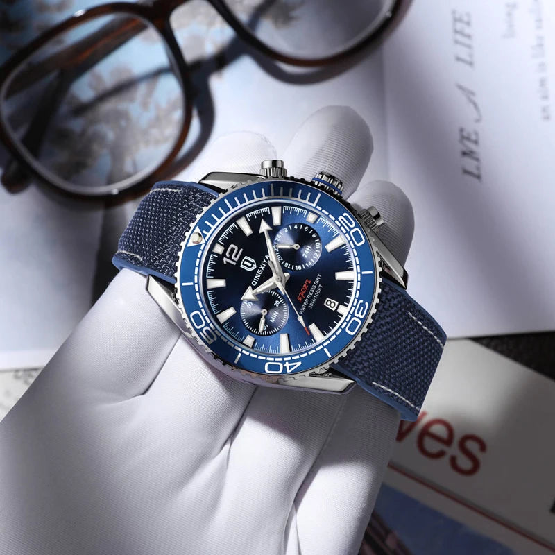 QINGXIYA DeepTrek – Men’s Chronograph Silicone Watch with Calendar