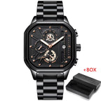 Stealth POEDAGAR full black men’s chronograph watch with all-black dial and case
