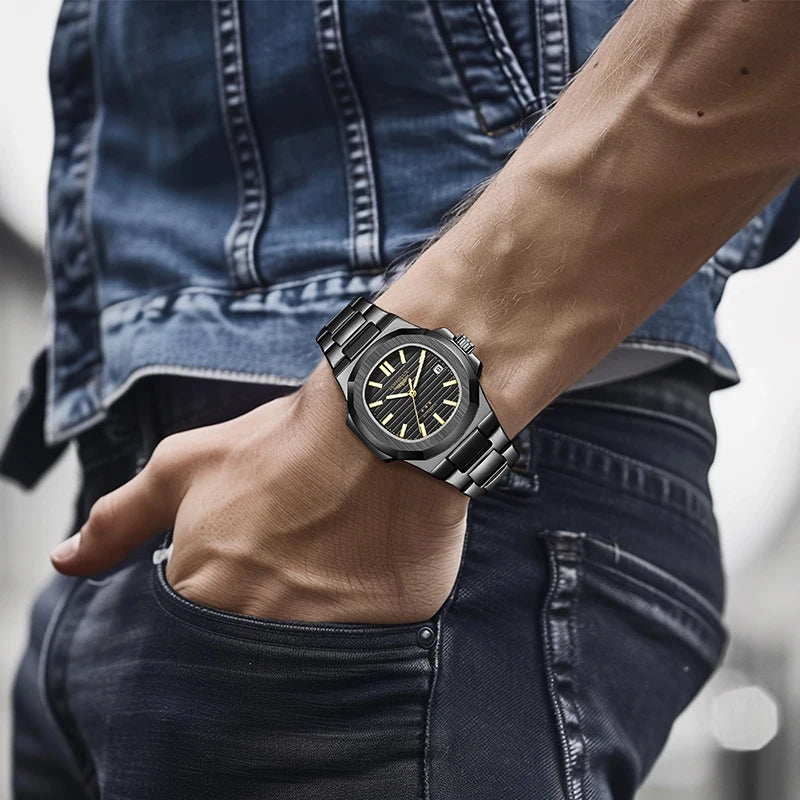 LONGLUX EliteDrive – Men's Luxury Automatic Watch with Calendar