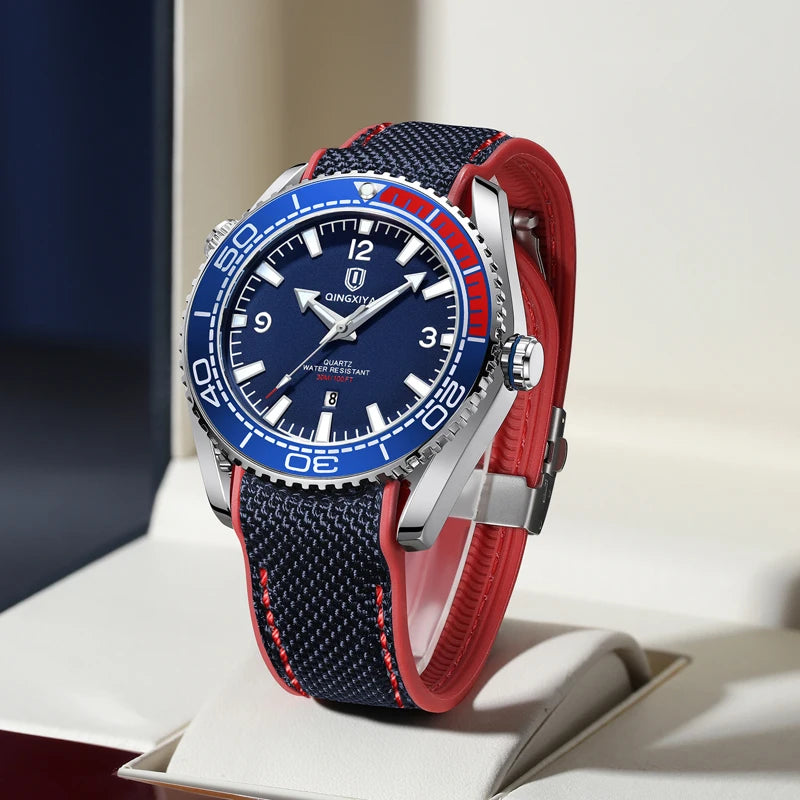Men’s Waterproof Quartz Watch with Silicone Strap