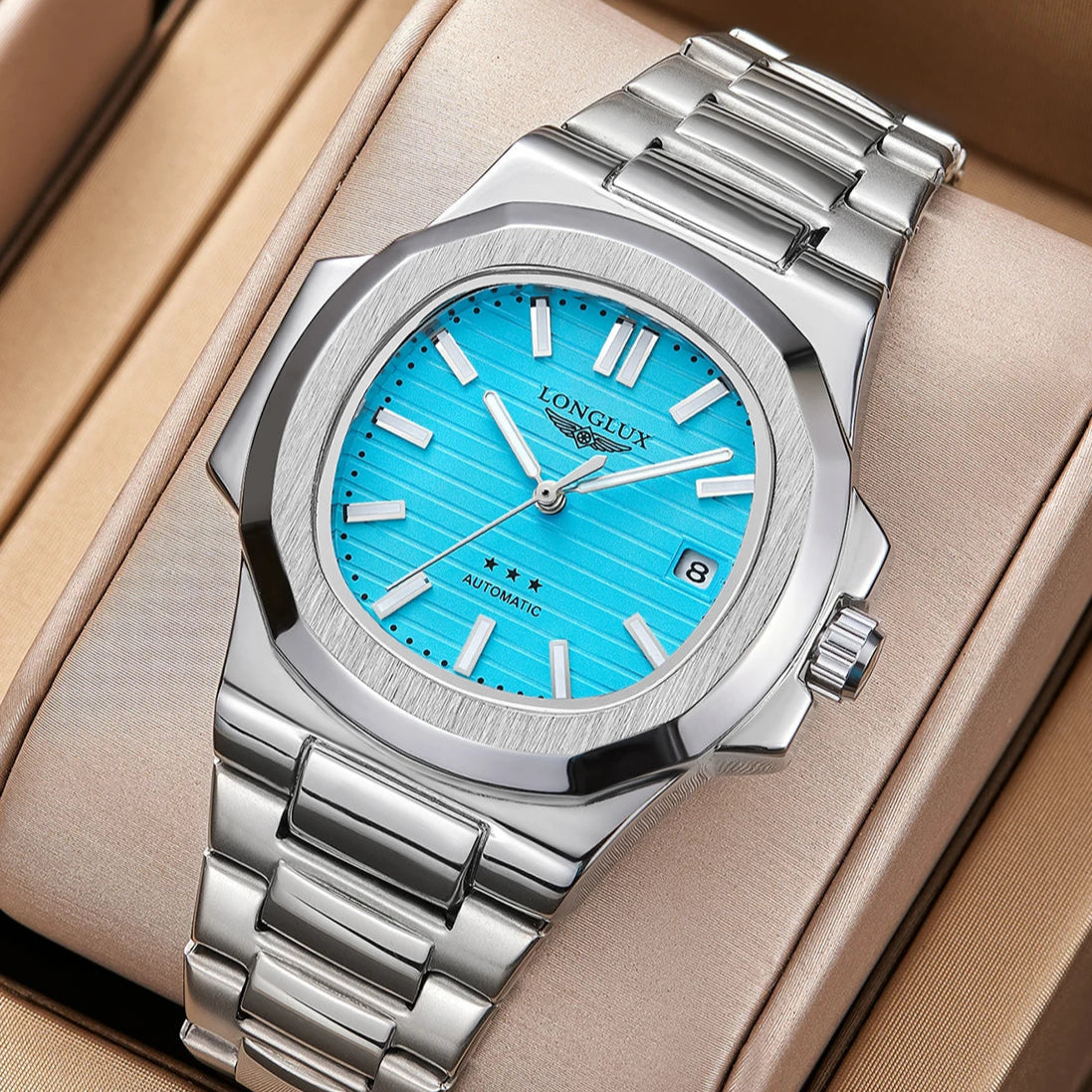 LONGLUX EliteDrive – Men's Luxury Automatic Watch with Calendar