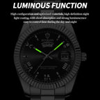 BINBOND B7012 silver men’s watch with black dial and day-date display