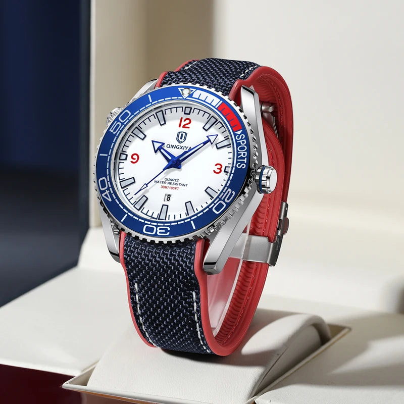 Men’s Waterproof Quartz Watch with Silicone Strap