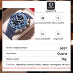 QINGXIYA DeepTrek – Men’s Chronograph Silicone Watch with Calendar