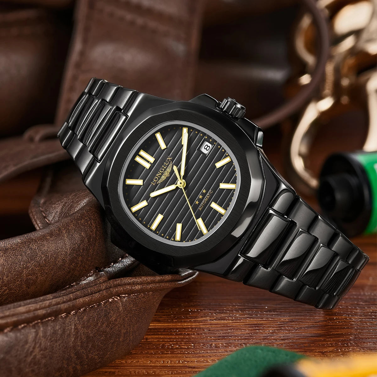 LONGLUX EliteDrive – Men's Luxury Automatic Watch with Calendar